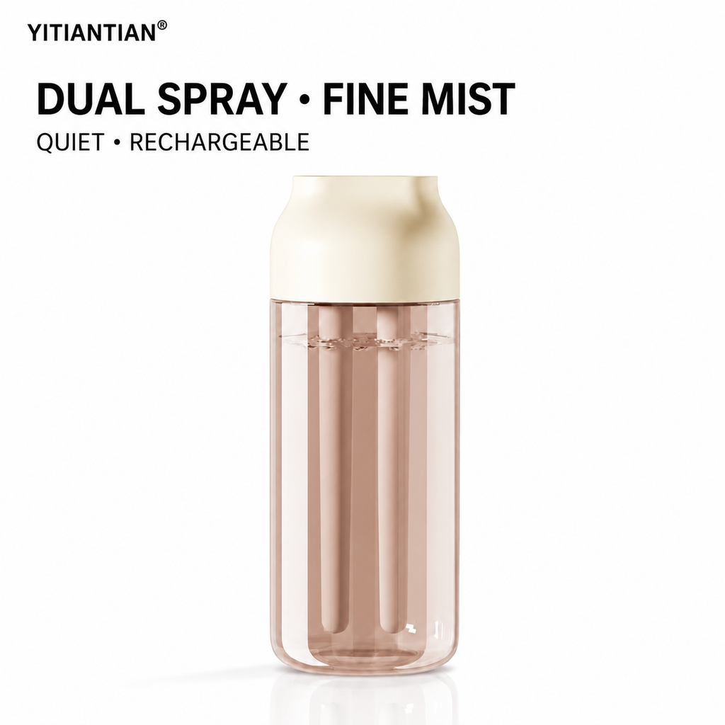 Dual Spray Humidifier – USB Rechargeable, Quiet Mist for Bedroom & Office