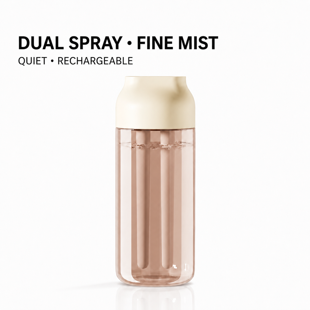 Dual Spray Humidifier – USB Rechargeable, Quiet Mist for Bedroom & Office