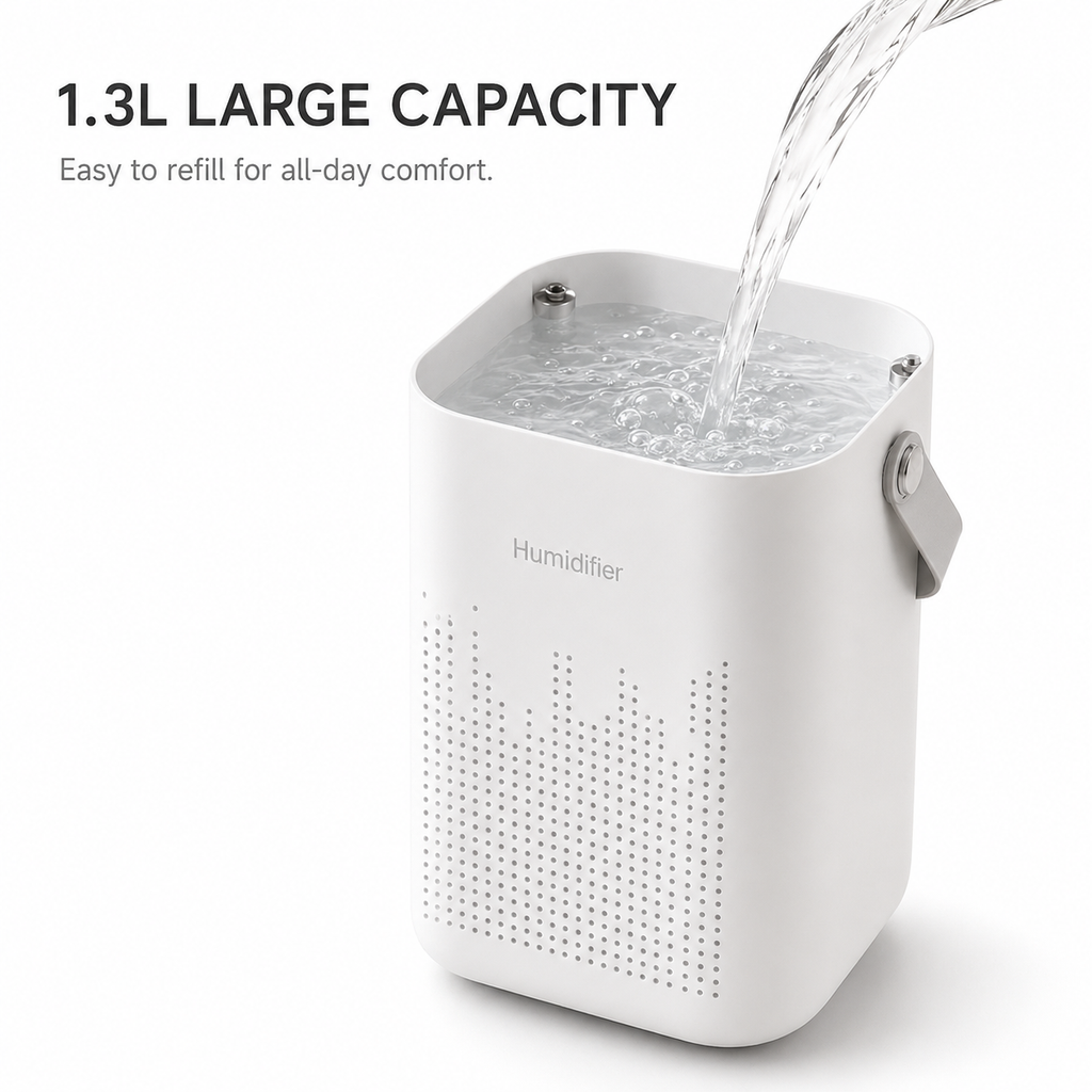 1.3L Dual Spray Humidifier | Quiet Mist for Bedroom, Office & Air-Con Room
