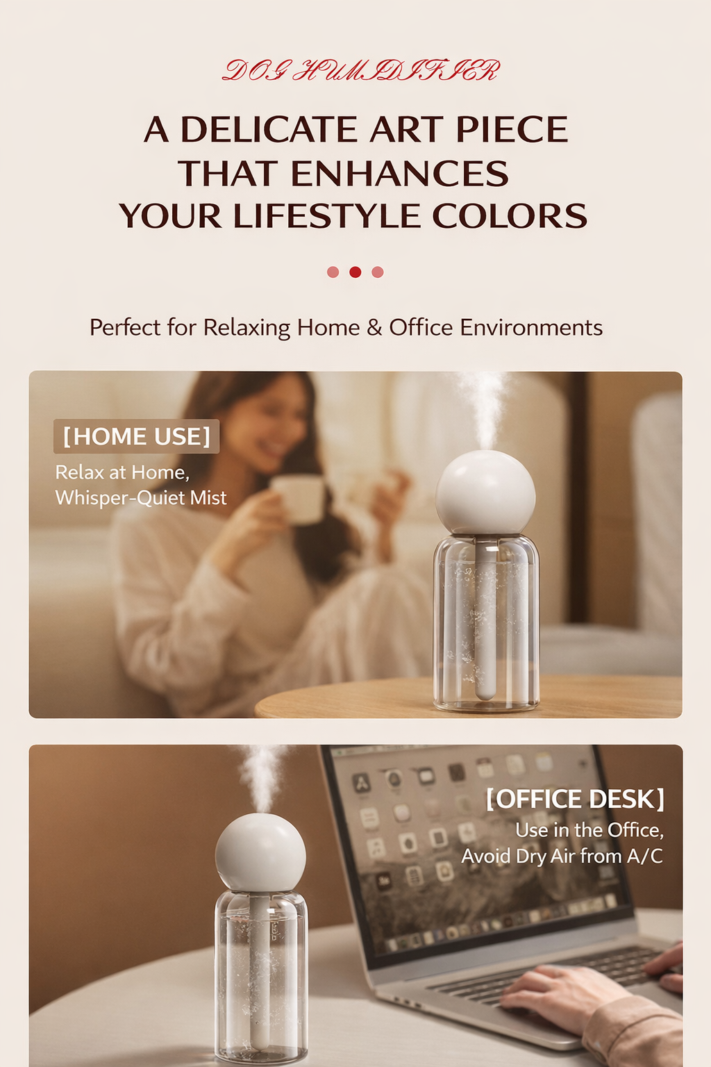Mini USB Humidifier – Quiet Nano Mist for Bedroom, Desk, Home & Car