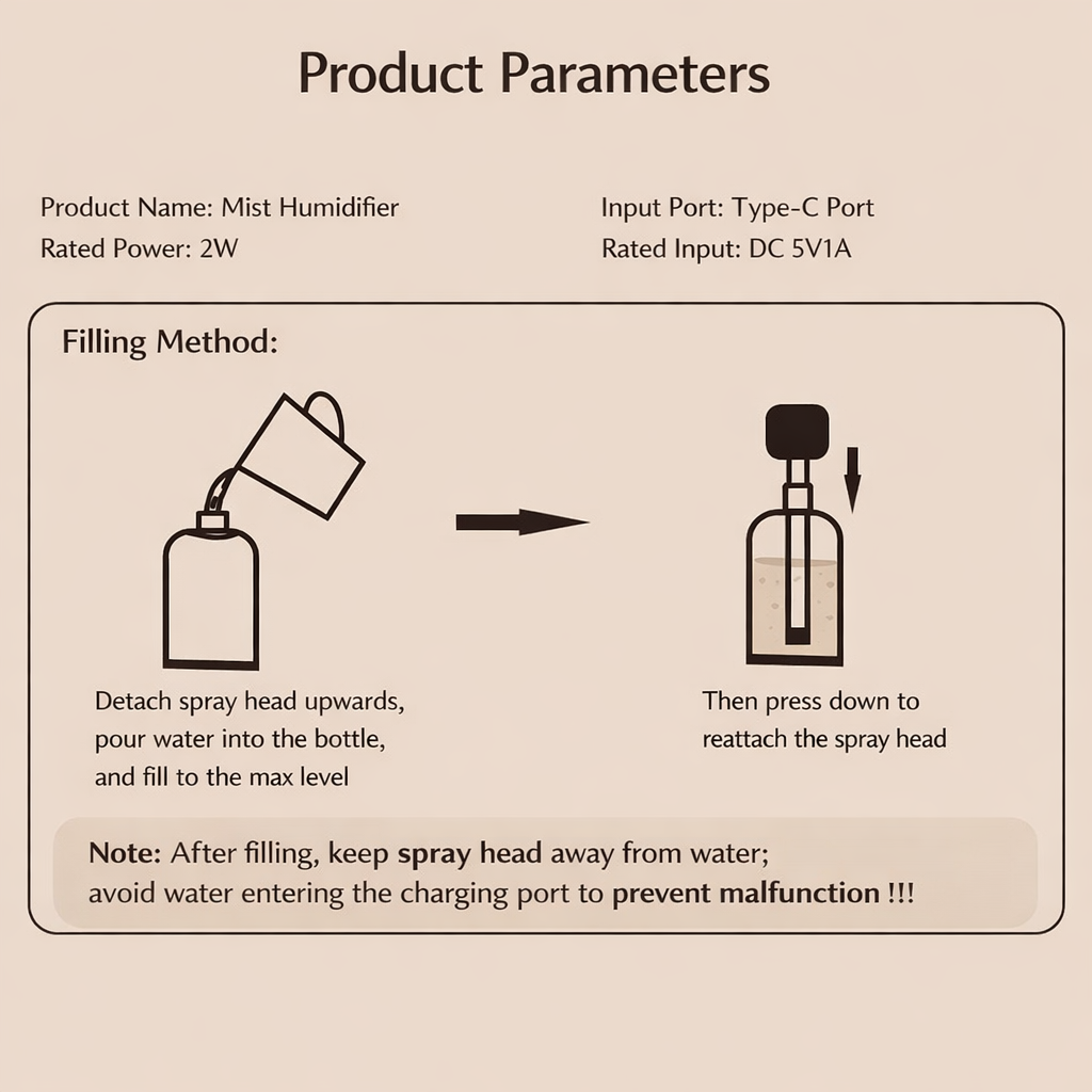 Dual Spray Humidifier – USB Rechargeable, Quiet Mist for Bedroom & Office